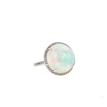 White Gold Opal Cocktail Ring in Silver