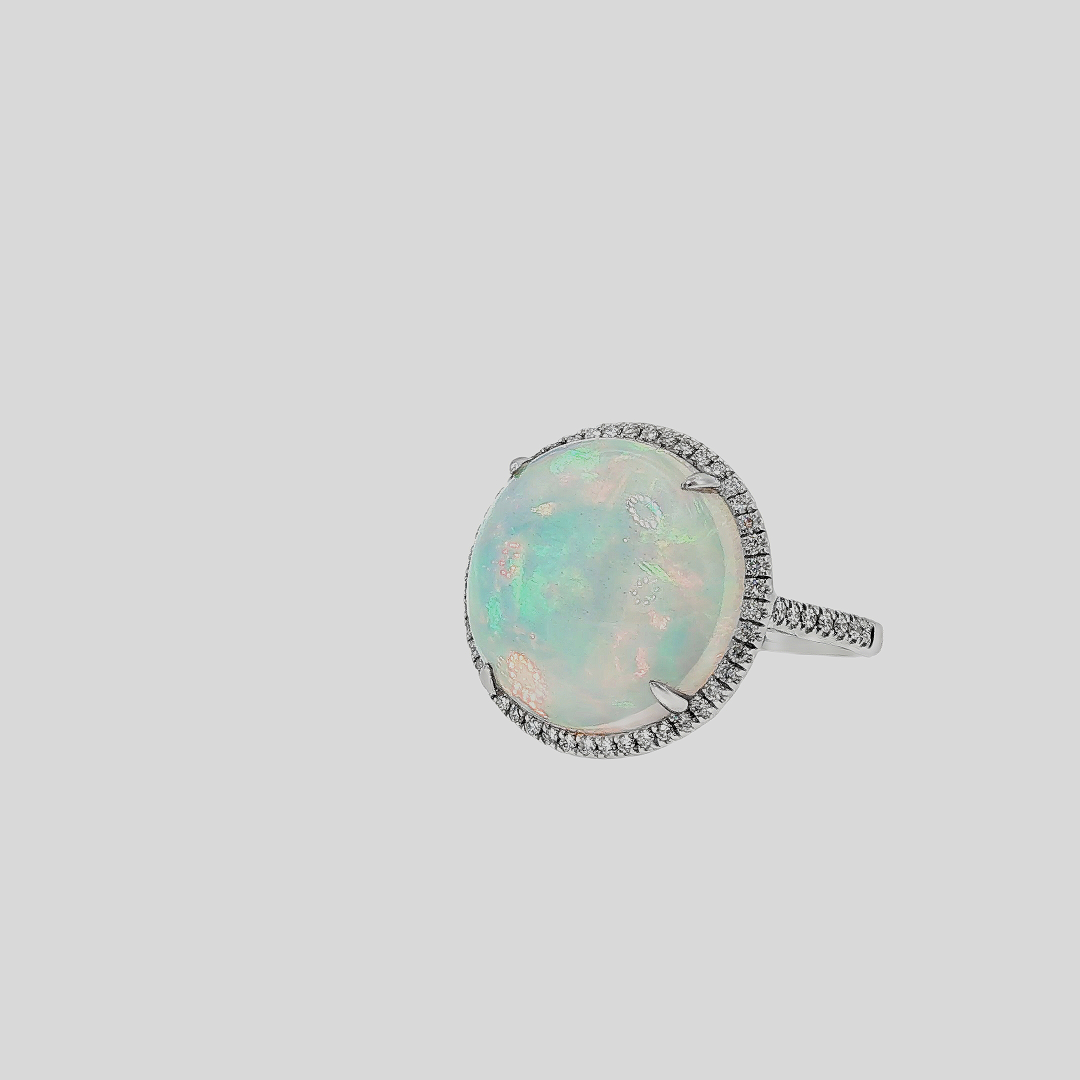 White Gold Opal Cocktail Ring in Silver