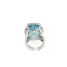 White Gold Cocktail Ring with Bluish Green Aquamarine Gemstone