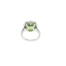 White Gold Plated Silver Cocktail Ring with Cushion Cut Peridot