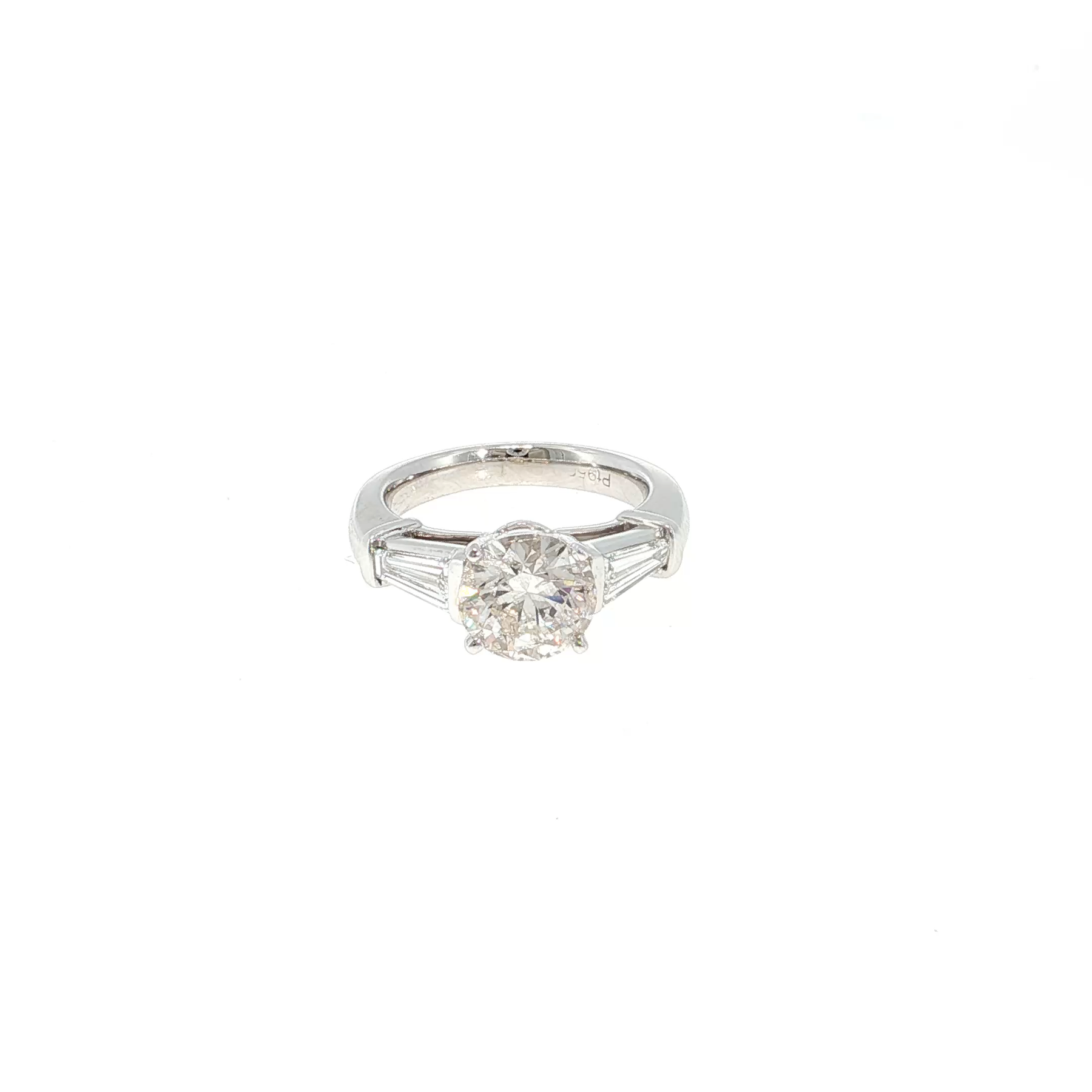 Platinum Multistone Ring with Round Brilliant Cut Diamond