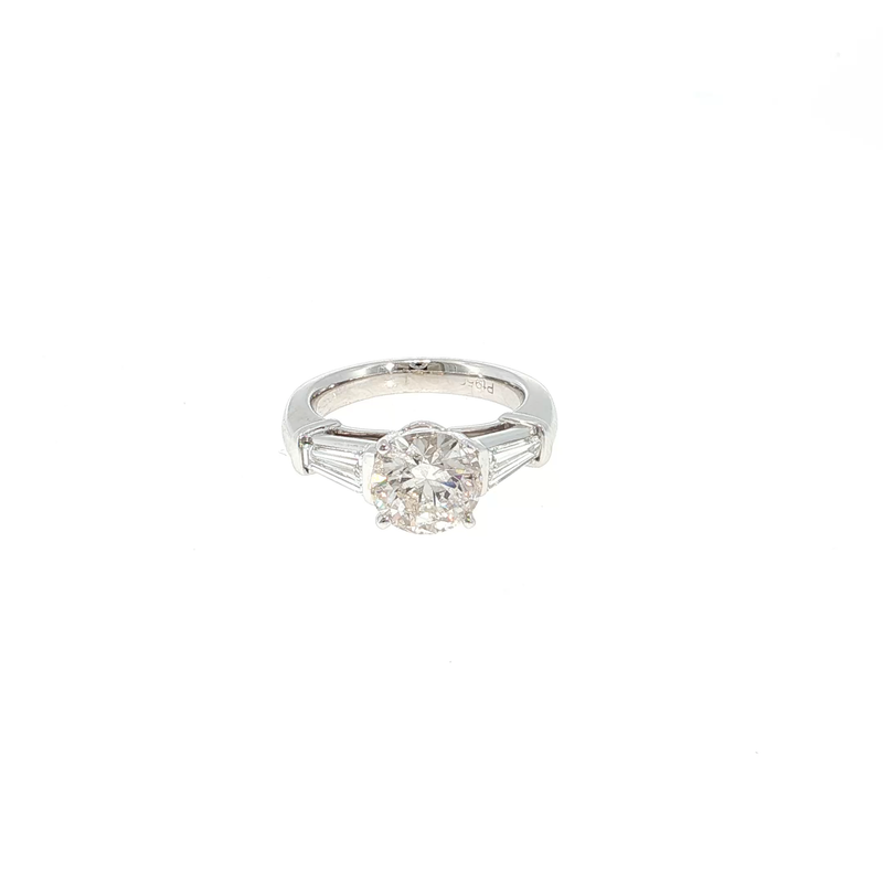 Platinum Multistone Ring with Round Brilliant Cut Diamond