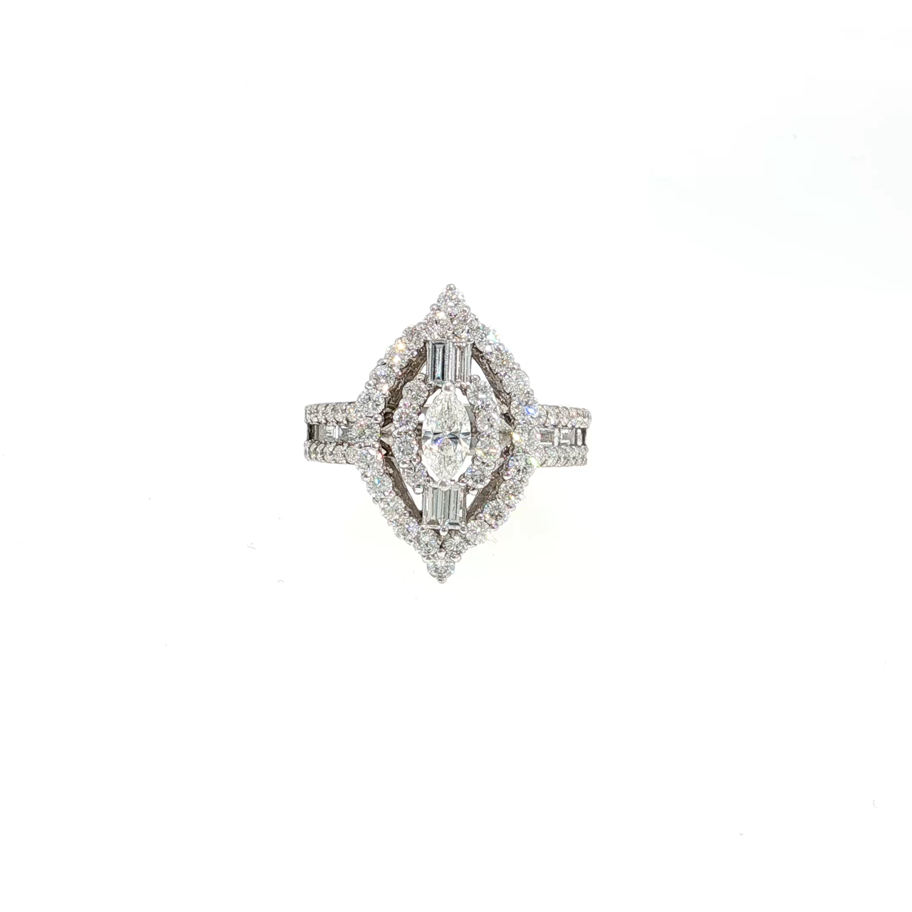 Platinum White Gold Cocktail Ring with Oval Cut Diamond