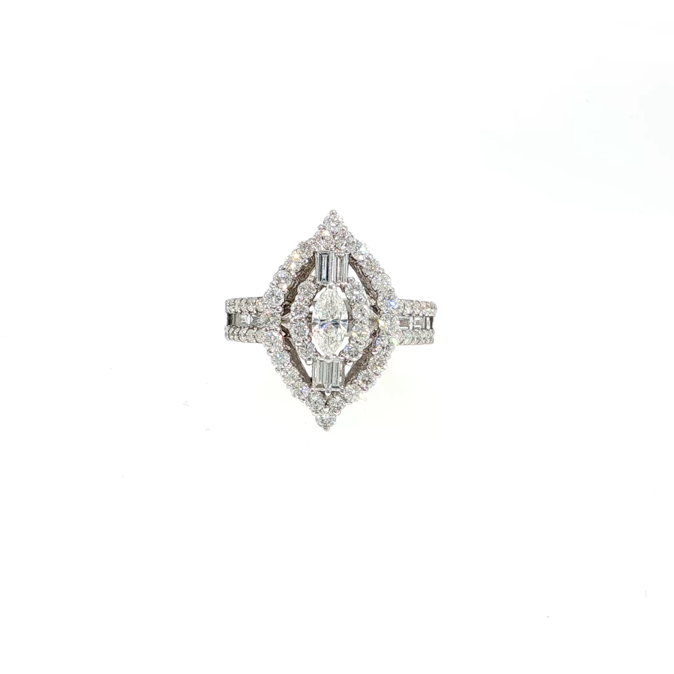 Platinum White Gold Cocktail Ring with Oval Cut Diamond