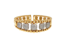 Yellow Gold Beaded Bracelet with Square Brilliant Cut Diamonds