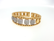 Yellow Gold Beaded Bracelet with Square Brilliant Cut Diamonds