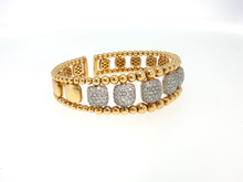 Yellow Gold Beaded Bracelet with Square Brilliant Cut Diamonds