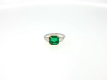 Yellow Gold Multistone Ring with Emerald Cut Emerald