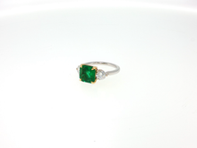 Yellow Gold Multistone Ring with Emerald Cut Emerald