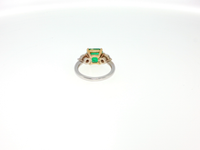 Yellow Gold Multistone Ring with Emerald Cut Emerald