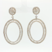 White Gold Dangle Earrings with Round Cut Diamonds