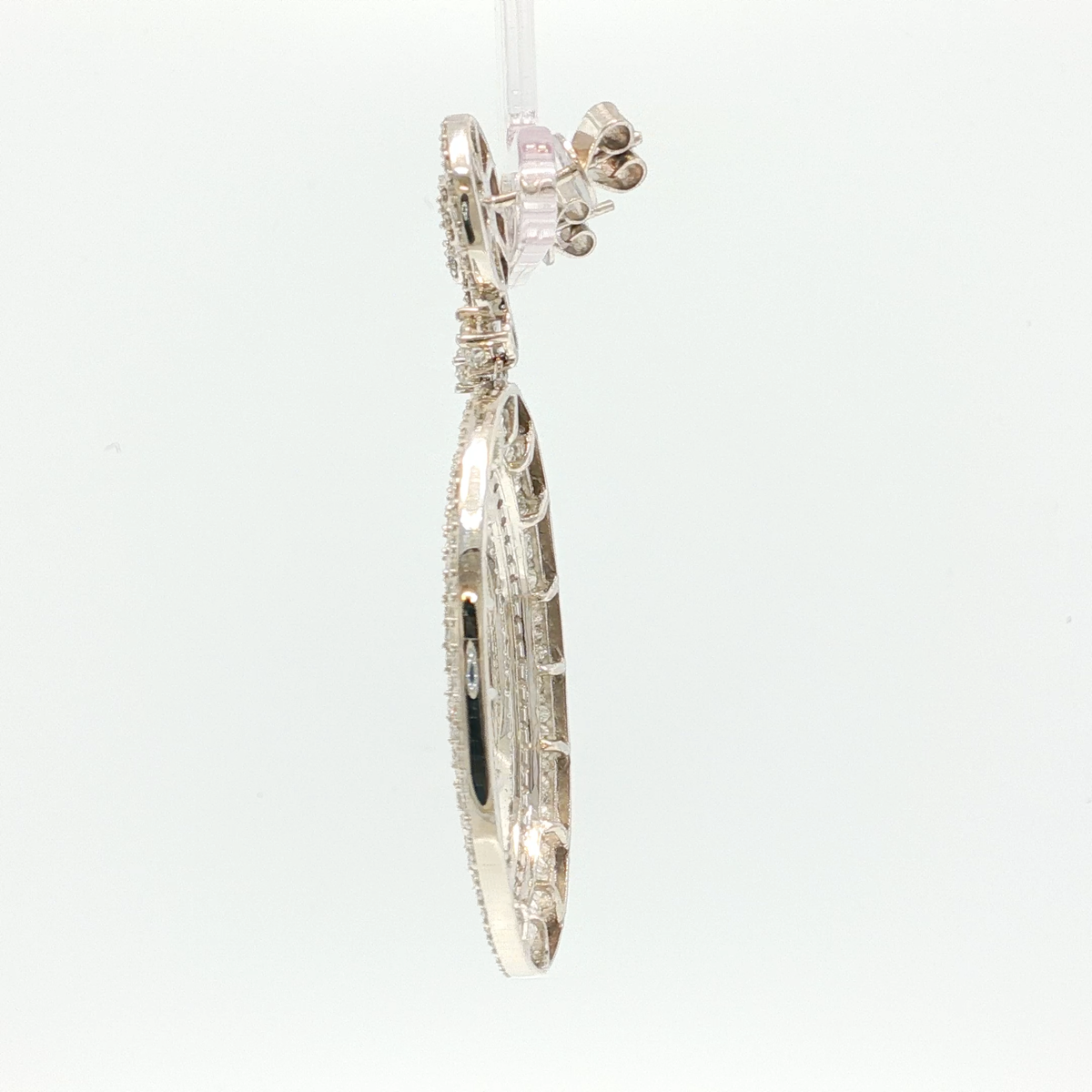 White Gold Dangle Earrings with Round Cut Diamonds