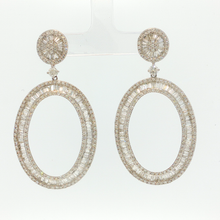 White Gold Dangle Earrings with Round Cut Diamonds