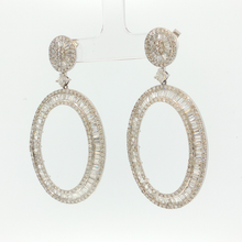 White Gold Dangle Earrings with Round Cut Diamonds