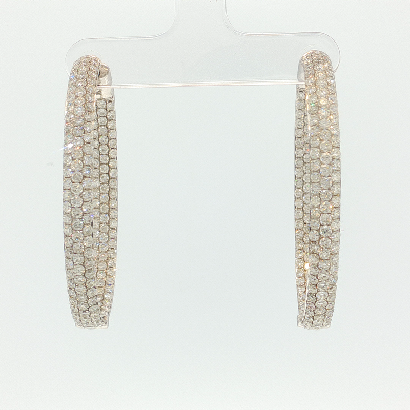 Diamond Encrusted White Gold Hoop Earrings