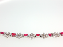 Elegant Silver Tennis Bracelet with Cabochon Ruby Gemstones
