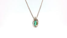 White Gold Charm Necklace with Oval Emerald Cabochon