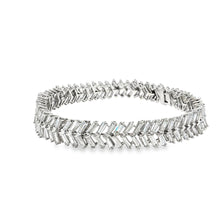 Elegant White Gold Silver Diamond Baguette Tennis Bracelet