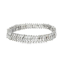 Elegant White Gold Silver Diamond Baguette Tennis Bracelet