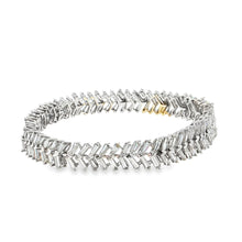 Elegant White Gold Silver Diamond Baguette Tennis Bracelet