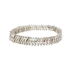 Elegant White Gold Silver Diamond Baguette Tennis Bracelet