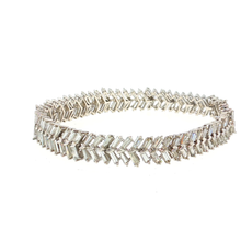 Elegant White Gold Silver Diamond Baguette Tennis Bracelet