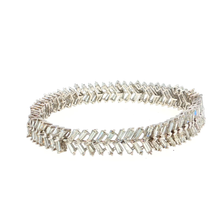 Elegant White Gold Silver Diamond Baguette Tennis Bracelet