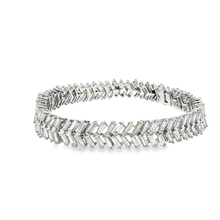 Elegant White Gold Silver Diamond Baguette Tennis Bracelet