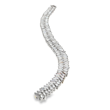 Elegant White Gold Silver Diamond Baguette Tennis Bracelet