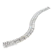 Elegant White Gold Silver Diamond Baguette Tennis Bracelet