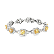 Fancy Yellow Diamond Square Chain Bracelet in Yellow Gold