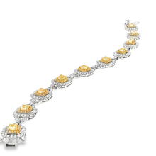 Fancy Yellow Diamond Square Chain Bracelet in Yellow Gold