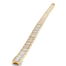 Yellow Gold Tennis Bracelet with Baguette Cut Diamonds