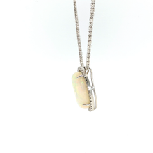Silver Charm Necklace with Cabochon Opal Pendant