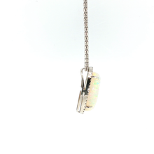 Silver Charm Necklace with Cabochon Opal Pendant