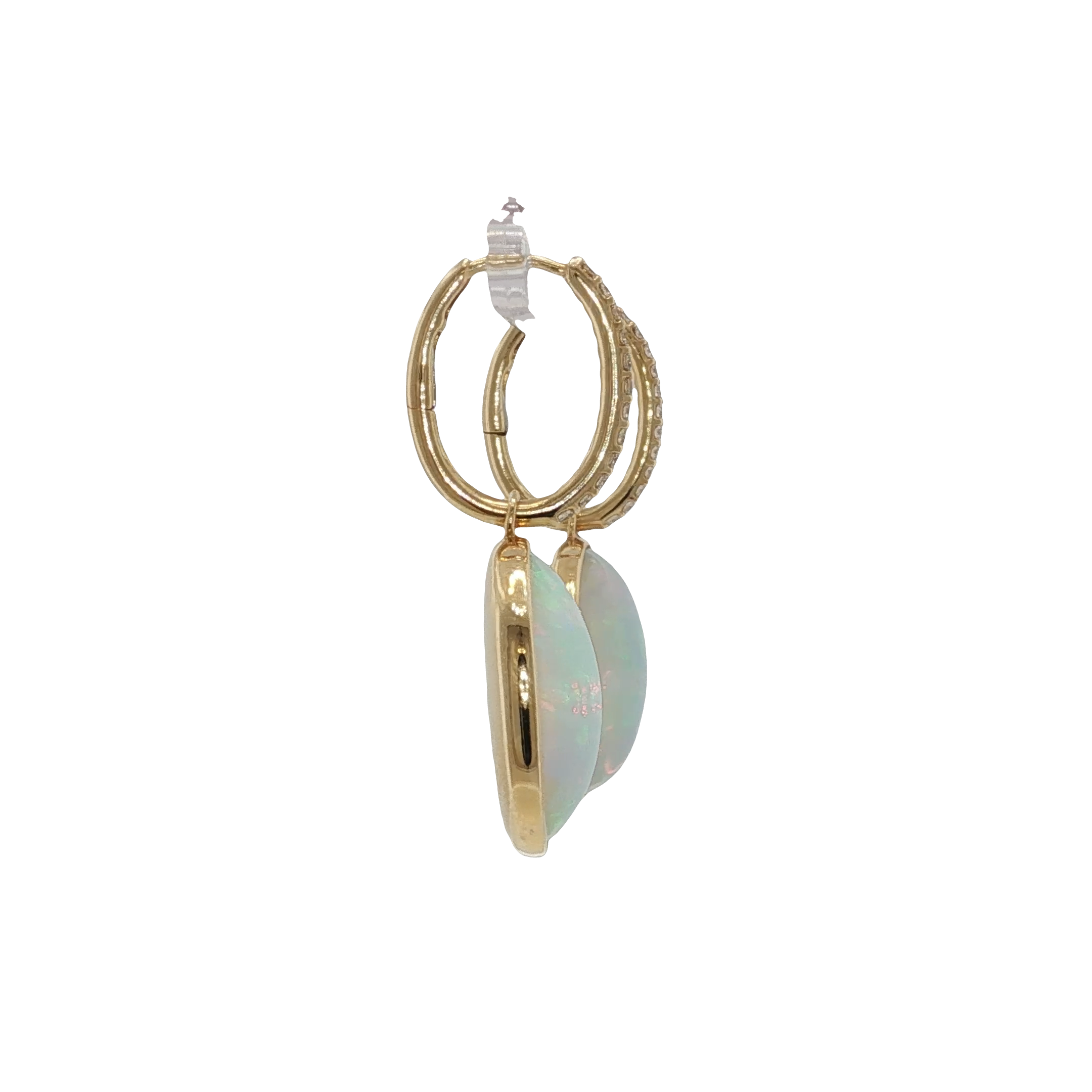 Yellow Gold Dangle Earrings with Oval Opal Cabochons