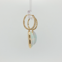 Yellow Gold Dangle Earrings with Oval Opal Cabochons