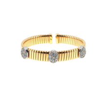 Elegant Round Brilliant Diamond Pave Yellow Gold Bangle