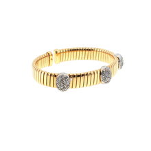 Elegant Round Brilliant Diamond Pave Yellow Gold Bangle