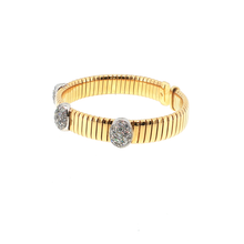 Elegant Round Brilliant Diamond Pave Yellow Gold Bangle