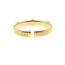 Elegant Round Brilliant Diamond Pave Yellow Gold Bangle