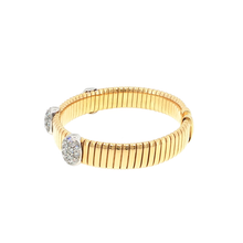 Elegant Round Brilliant Diamond Pave Yellow Gold Bangle