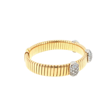 Elegant Round Brilliant Diamond Pave Yellow Gold Bangle