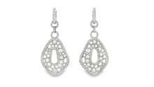 Elegant Pear Rose Cut Diamond White Gold Drop Earrings