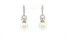 Classic Pearl and White Gold Vertical Drop Earrings