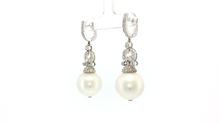 Classic Pearl and White Gold Vertical Drop Earrings