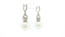 Classic Pearl and White Gold Vertical Drop Earrings