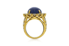 Vintage 1970s David Webb 10.00 Carat Cabochon Sapphire Ring with Diamonds