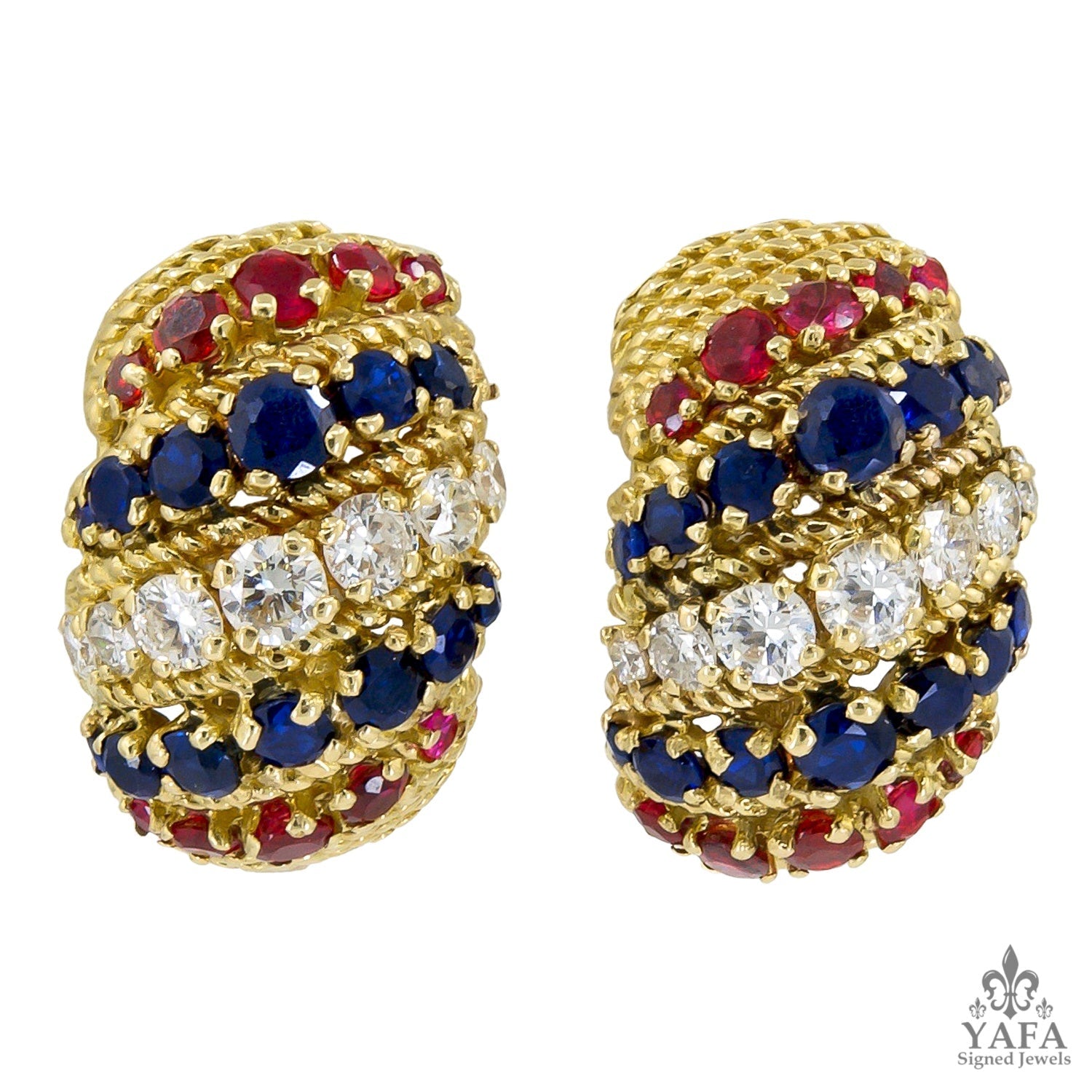 BULGARI Diamond, Sapphire, Ruby Earrings