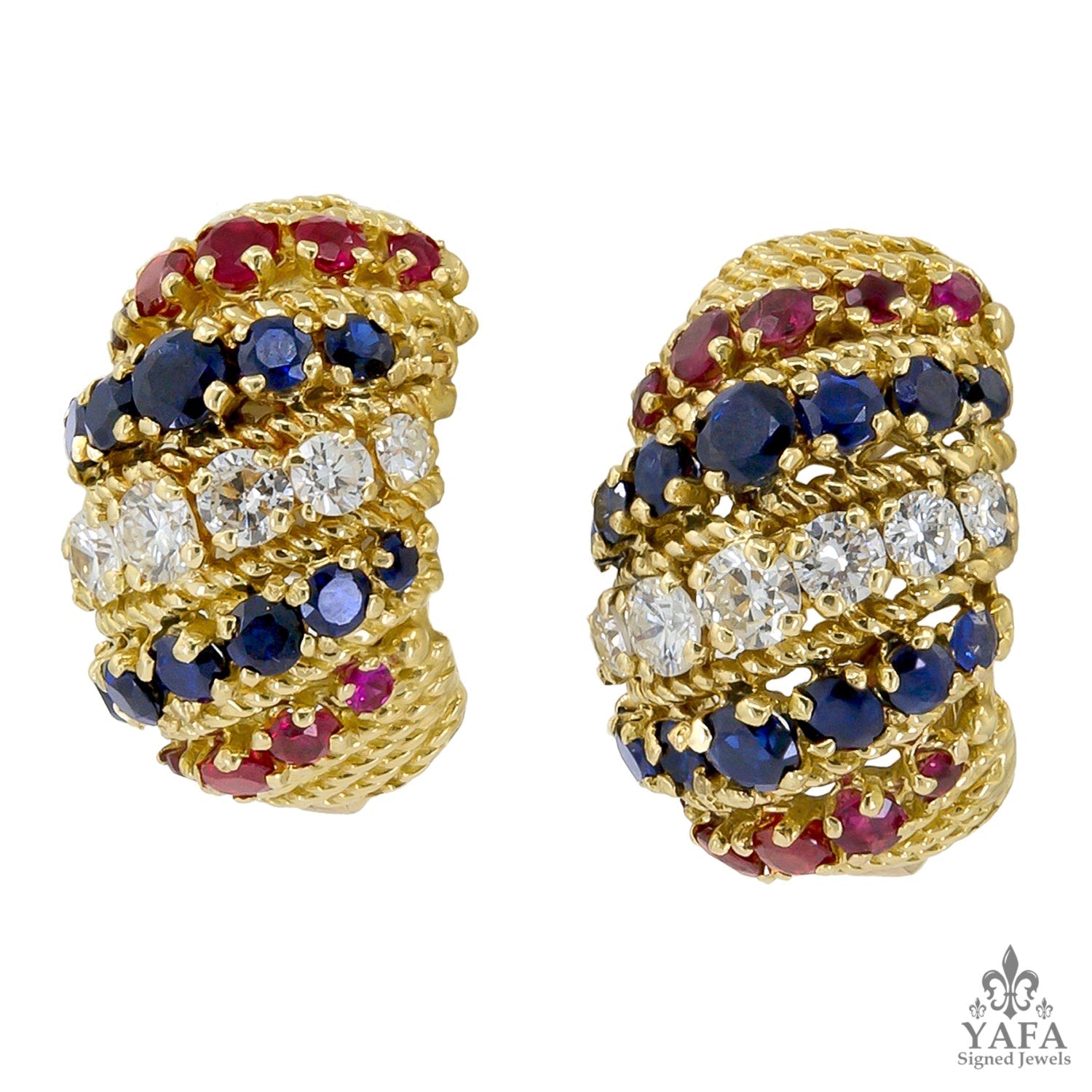BULGARI Diamond, Sapphire, Ruby Earrings